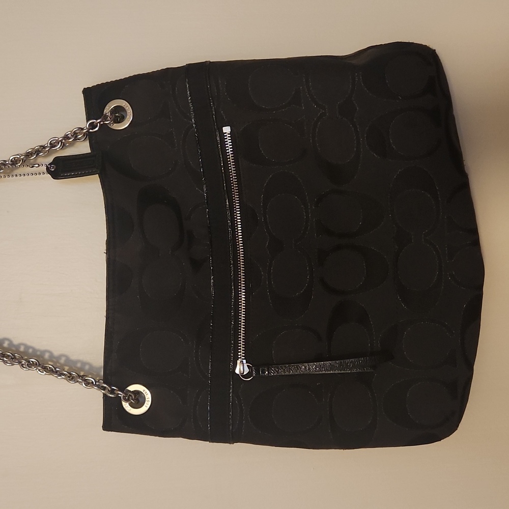 Coach purse black medium size silver hardware